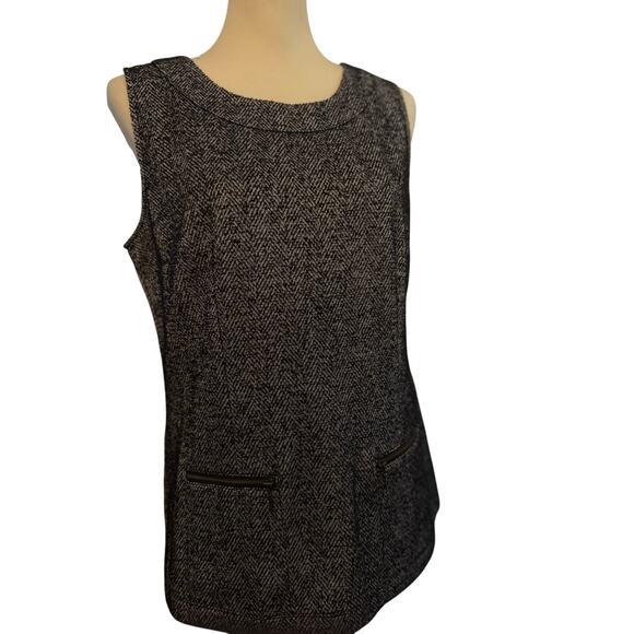 CAbi CeCe Shell Sleeveless Black Tweed Herringbone Top, Women's Size Medium - Picture 3 of 8